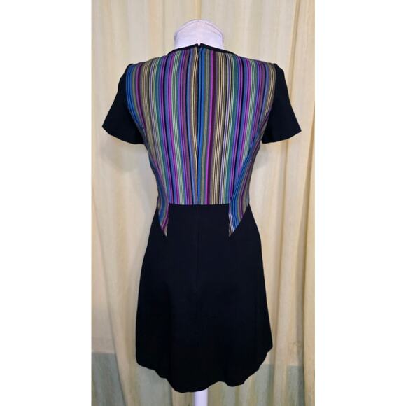 Karen Millen Black‎ Multicolor Rainbow Chevron Stripe Mod Dress Size 8 - Picture 3 of 5
